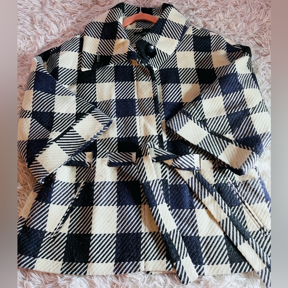 Willi Smith Plaid Checkered Cropped Peacoat Large - Picture 15 of 16